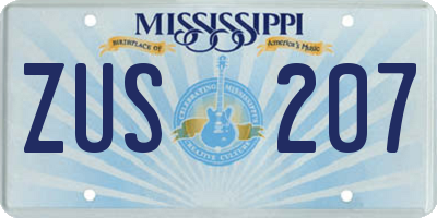 MS license plate ZUS207