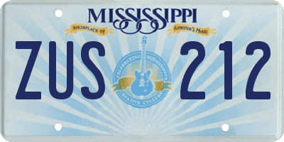 MS license plate ZUS212