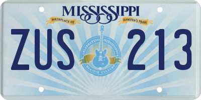 MS license plate ZUS213