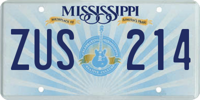 MS license plate ZUS214