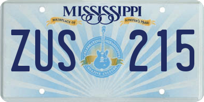 MS license plate ZUS215