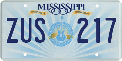 MS license plate ZUS217