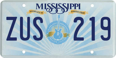 MS license plate ZUS219