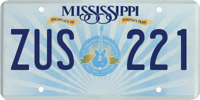 MS license plate ZUS221