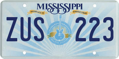 MS license plate ZUS223