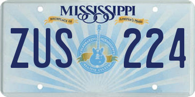 MS license plate ZUS224