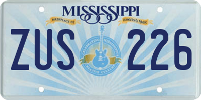 MS license plate ZUS226