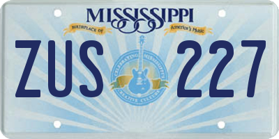 MS license plate ZUS227
