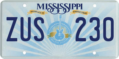MS license plate ZUS230