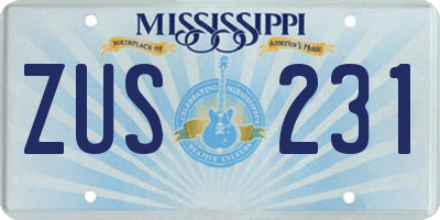 MS license plate ZUS231