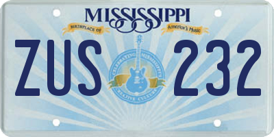 MS license plate ZUS232
