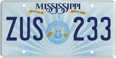 MS license plate ZUS233