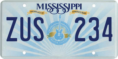 MS license plate ZUS234