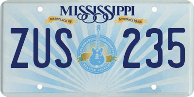 MS license plate ZUS235
