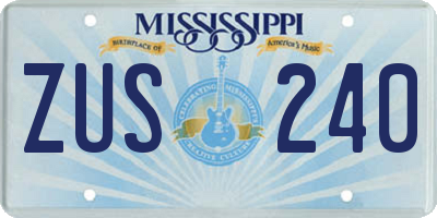 MS license plate ZUS240