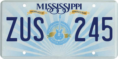 MS license plate ZUS245