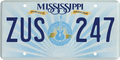 MS license plate ZUS247
