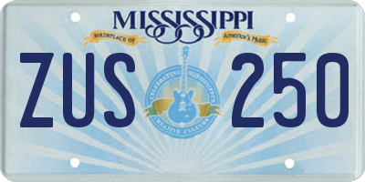 MS license plate ZUS250