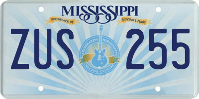 MS license plate ZUS255