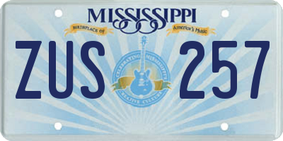MS license plate ZUS257