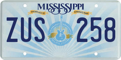 MS license plate ZUS258