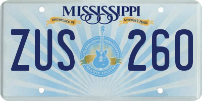 MS license plate ZUS260