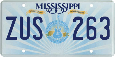 MS license plate ZUS263