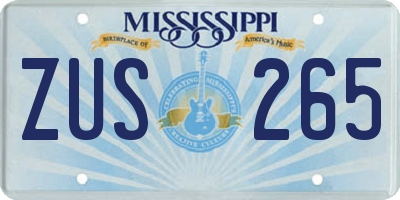 MS license plate ZUS265
