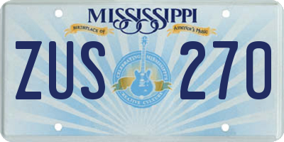 MS license plate ZUS270