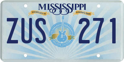 MS license plate ZUS271
