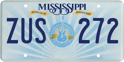 MS license plate ZUS272