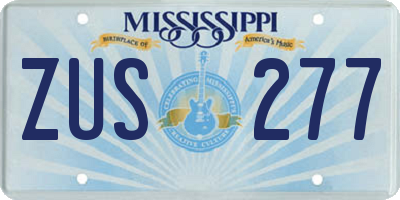 MS license plate ZUS277