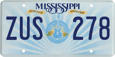 MS license plate ZUS278