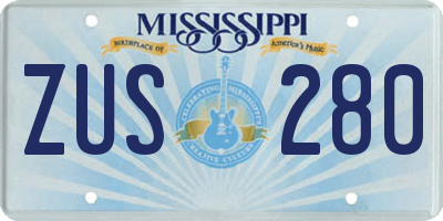MS license plate ZUS280