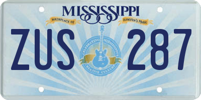 MS license plate ZUS287