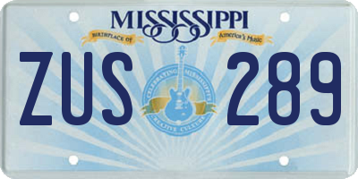 MS license plate ZUS289