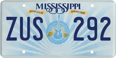 MS license plate ZUS292