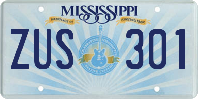 MS license plate ZUS301