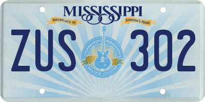 MS license plate ZUS302
