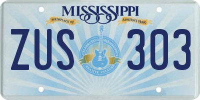 MS license plate ZUS303