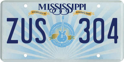 MS license plate ZUS304