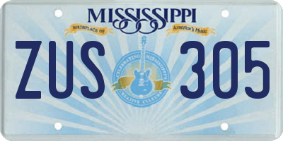 MS license plate ZUS305