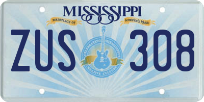 MS license plate ZUS308