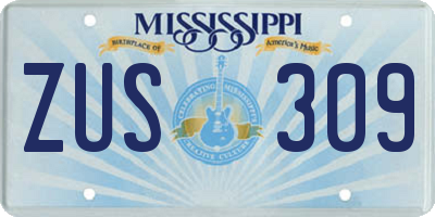 MS license plate ZUS309
