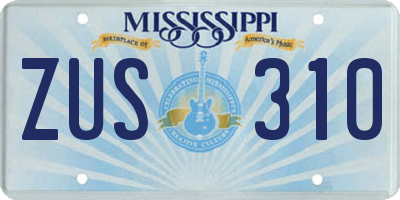 MS license plate ZUS310