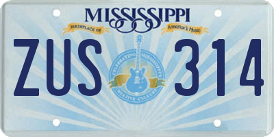 MS license plate ZUS314