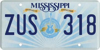 MS license plate ZUS318