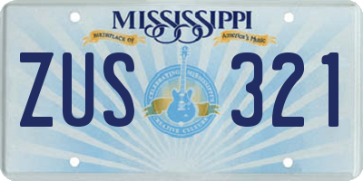 MS license plate ZUS321