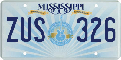 MS license plate ZUS326