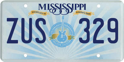 MS license plate ZUS329